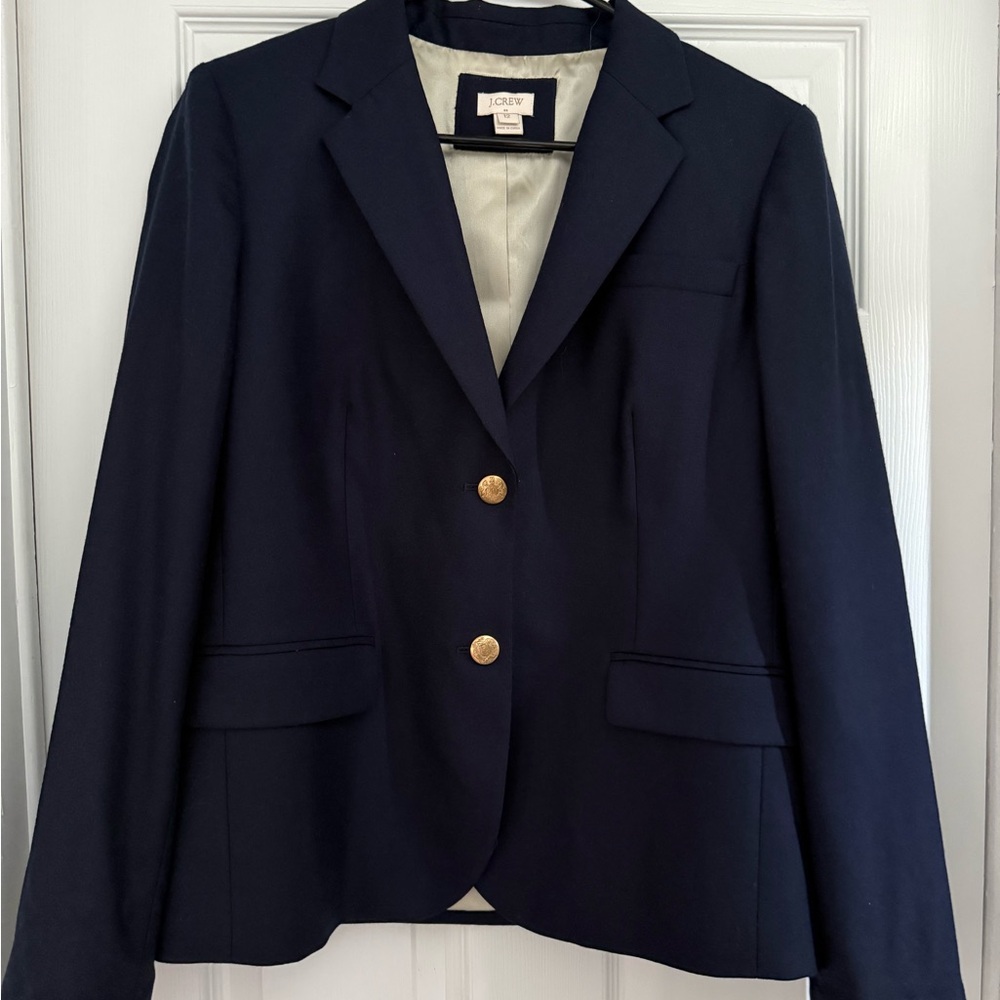 J. Crew Women's Dark Blue Blazer with Gold Buttons
